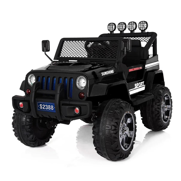 Jeep Monster 4x4 elektrische kinderauto 12 volt met afstandsbediening - zwart
